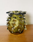 Fern Blown Glass Pineapple Vase