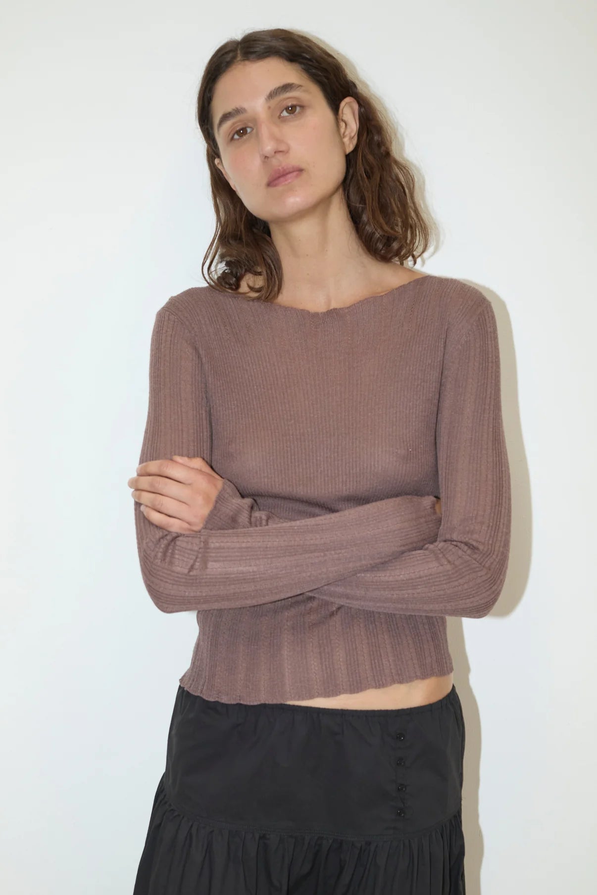 Deiji Studios | Open Work Longsleeve in Hazel PRESALE