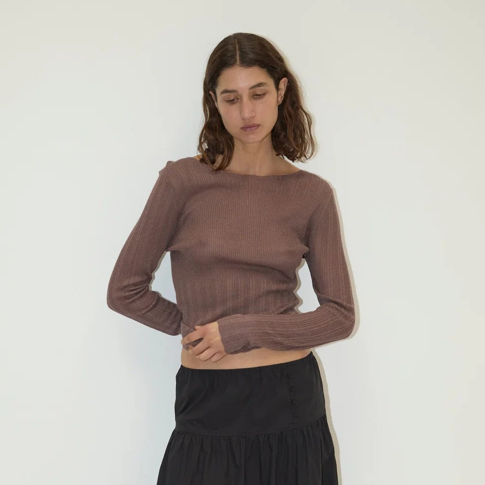 Deiji Studios | Open Work Longsleeve in Hazel PRESALE