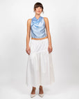 hijulez | Silk Draped Halter Top in Baby Blue