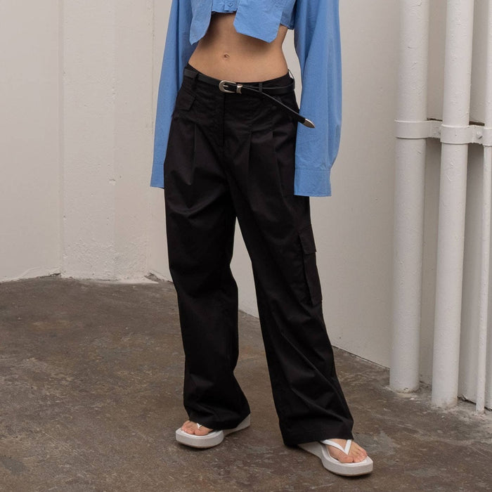 Moon River | Pleated Cotton Cargo Trousers