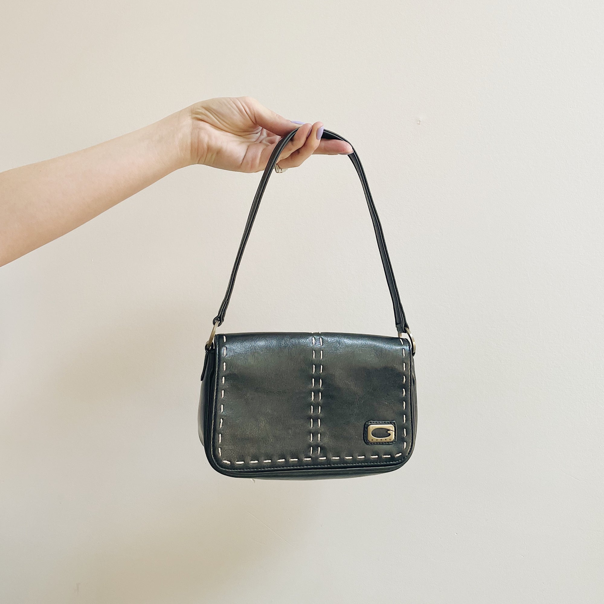 Vintage Guess Black Baguette Bag