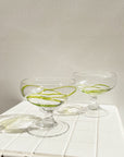 Lime Swirl Saucer Glasses
