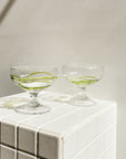 Lime Swirl Saucer Glasses
