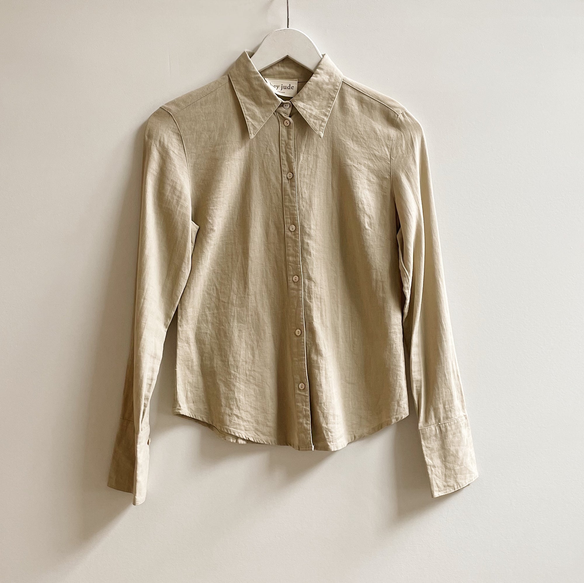 Vintage Sandstone Linen Button Up