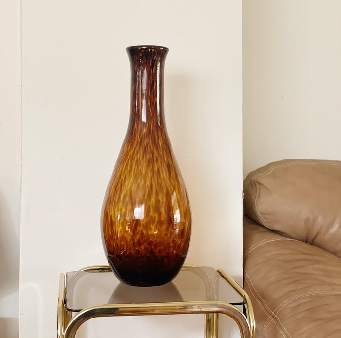 Chestnut Speckled Blown Glass Vase