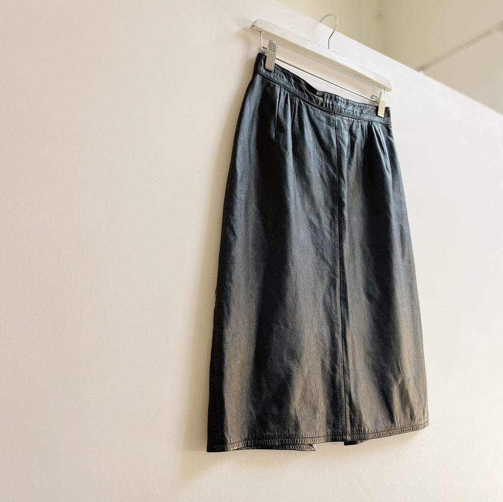 Soot Leather A-Line Skirt