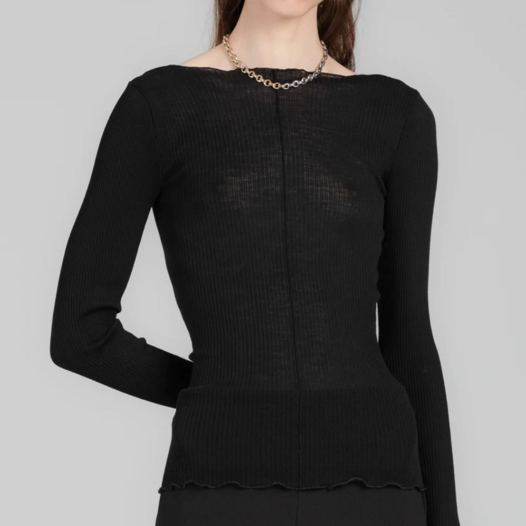 Pradegal | Aila Wool + Silk Top in Black