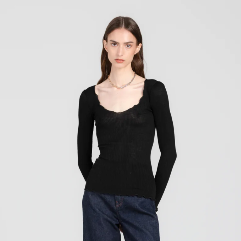 Pradegal | Aila Wool + Silk Top in Black