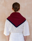 TBCo | Merino Wool Triangle Scarf in Navy & Red Stripe
