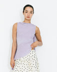 Cubic | Asymmetrical Sleeveless Tie-Neck Top in Lavender