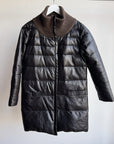 Dark Brown Quilted Leather Coat