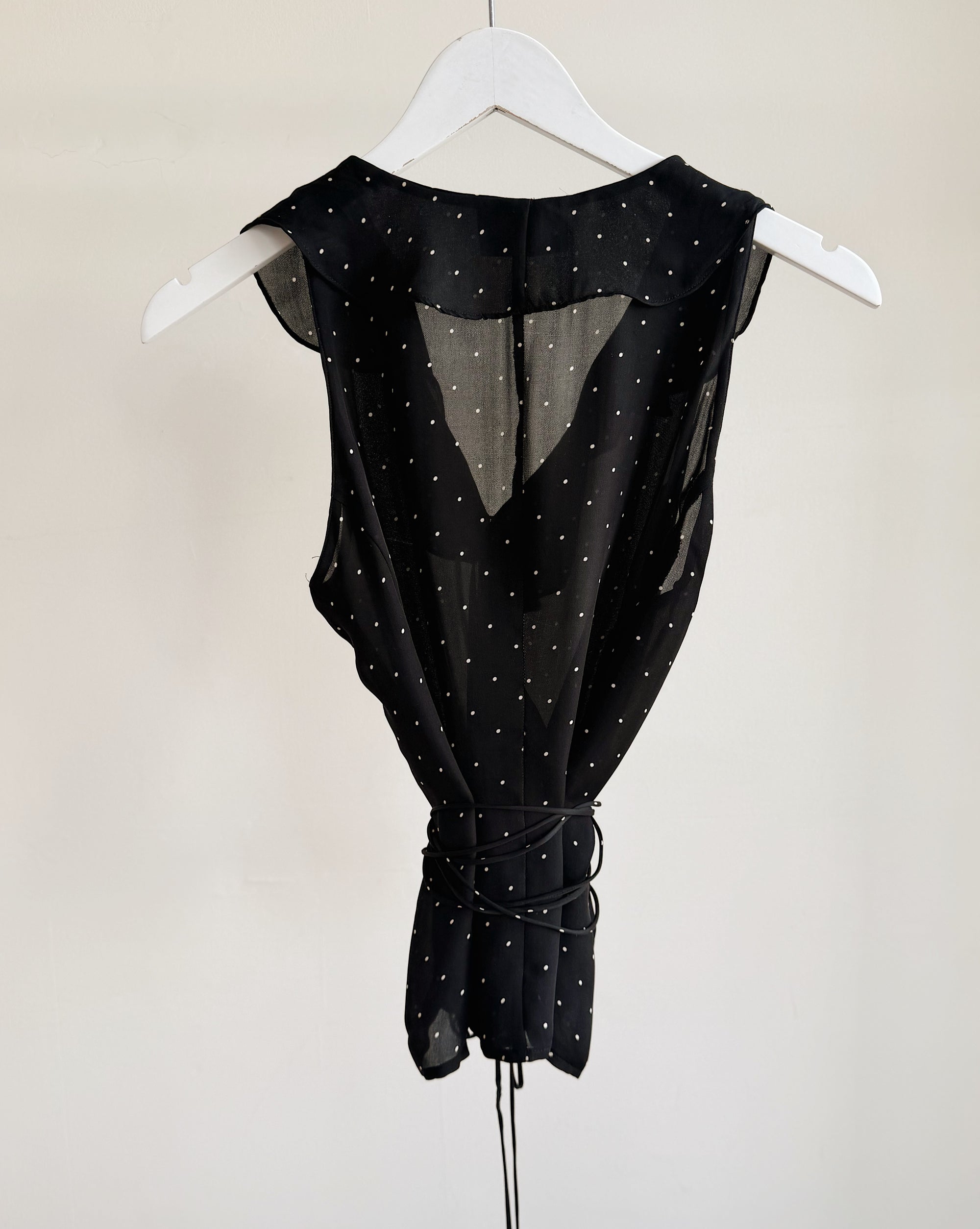 Black Polka Dot Ruffle Blouse