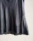 Black Silk Bias Cut Midi Skirt