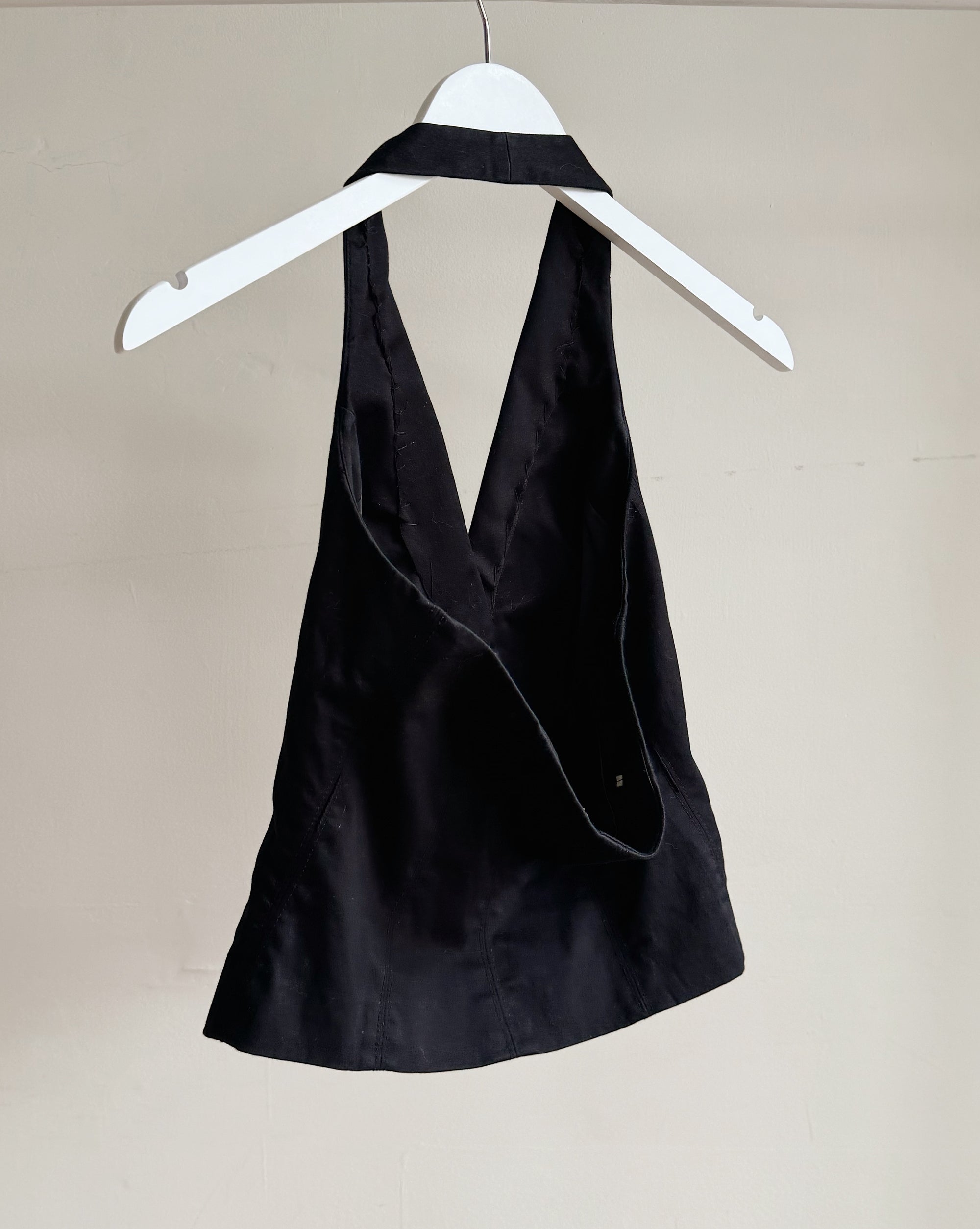 Black Tailored Halter Vest Top - Hey Jude
