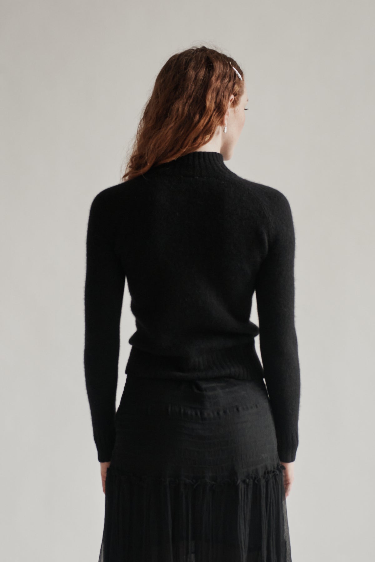 Black Cashmere Zipped Cardigan