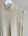 Bone Silk Sleeveless Knit Mockneck