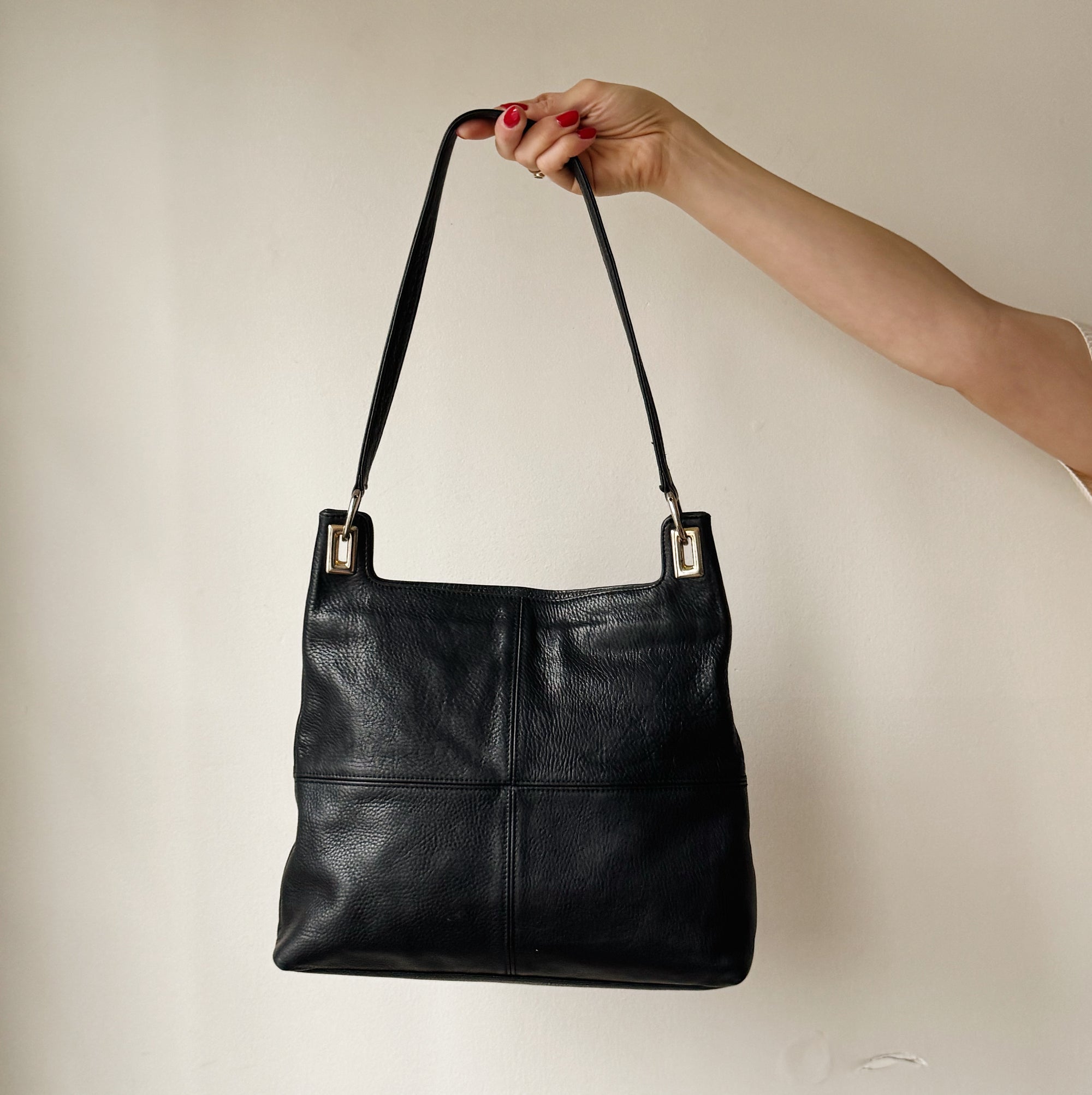 Ebony Leather Panel Shoulder Bag - Hey Jude