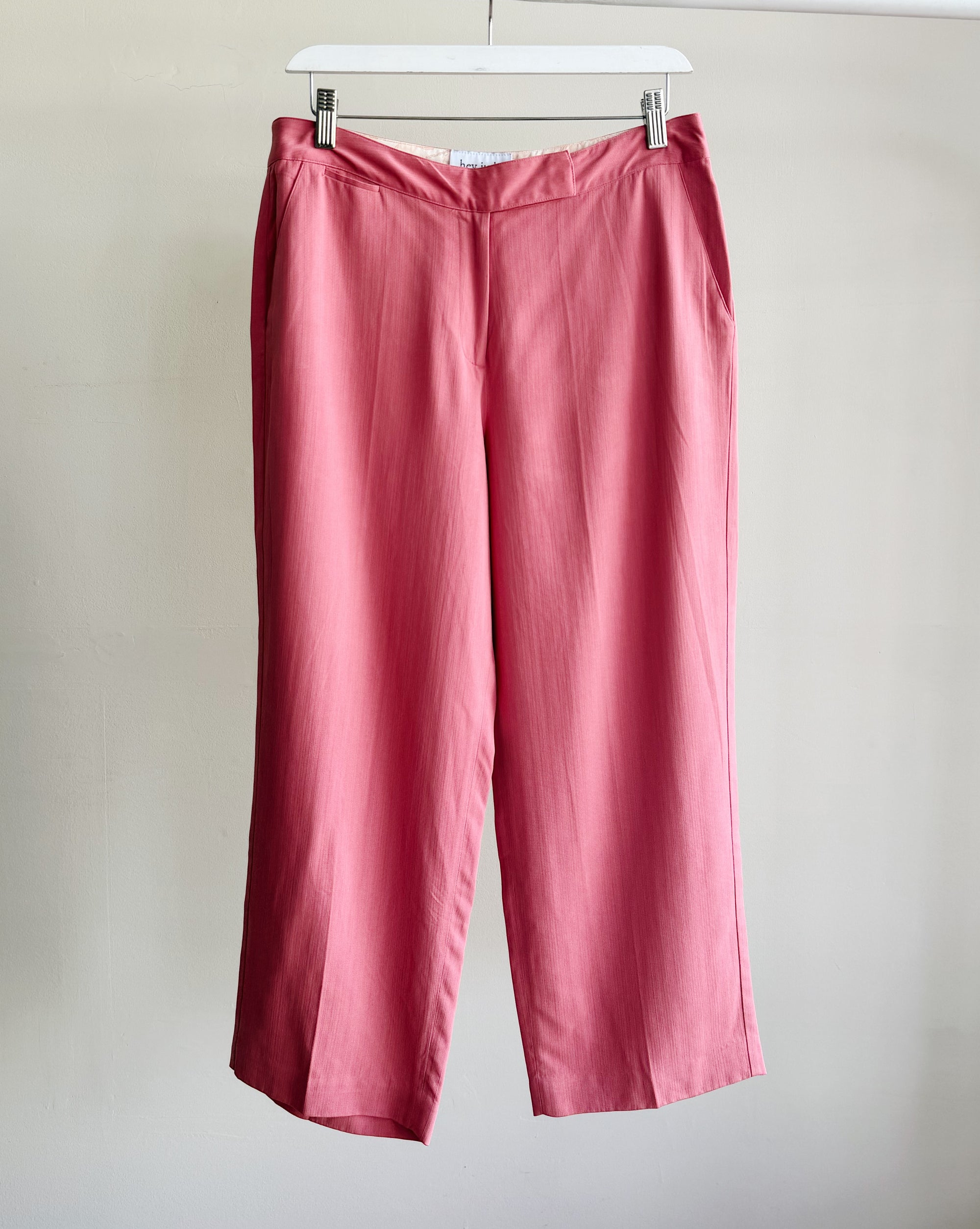 Petal Pink Silk Capri Pants