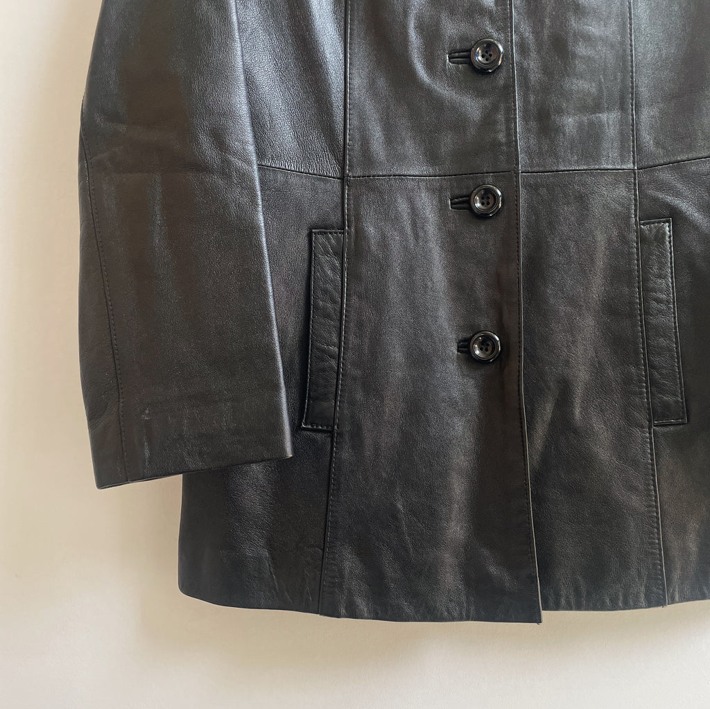 Raven Glossy Midi Leather Jacket