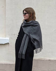 TBCo | Lambswool Oversized Scarf in Charcoal Melange