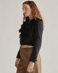 Black Silk Taffeta Casscading Ruffle Top - Hey Jude