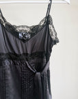 Black Lace Trimmed Silk Tank