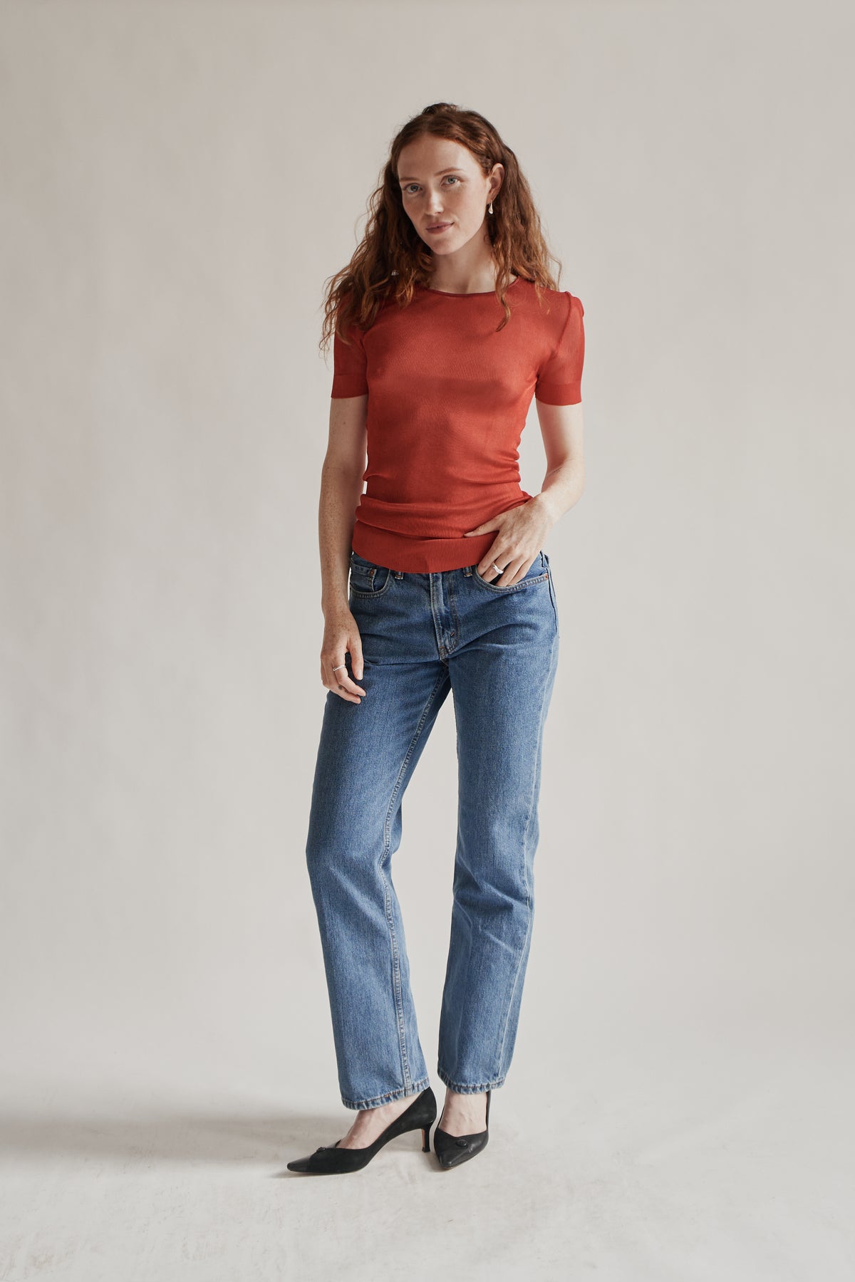 Dolce &amp; Gabbana Crimson Stretch Knit Tee
