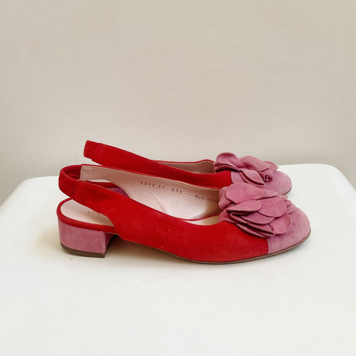 Rose Suede Ballet Mules | size 6.5