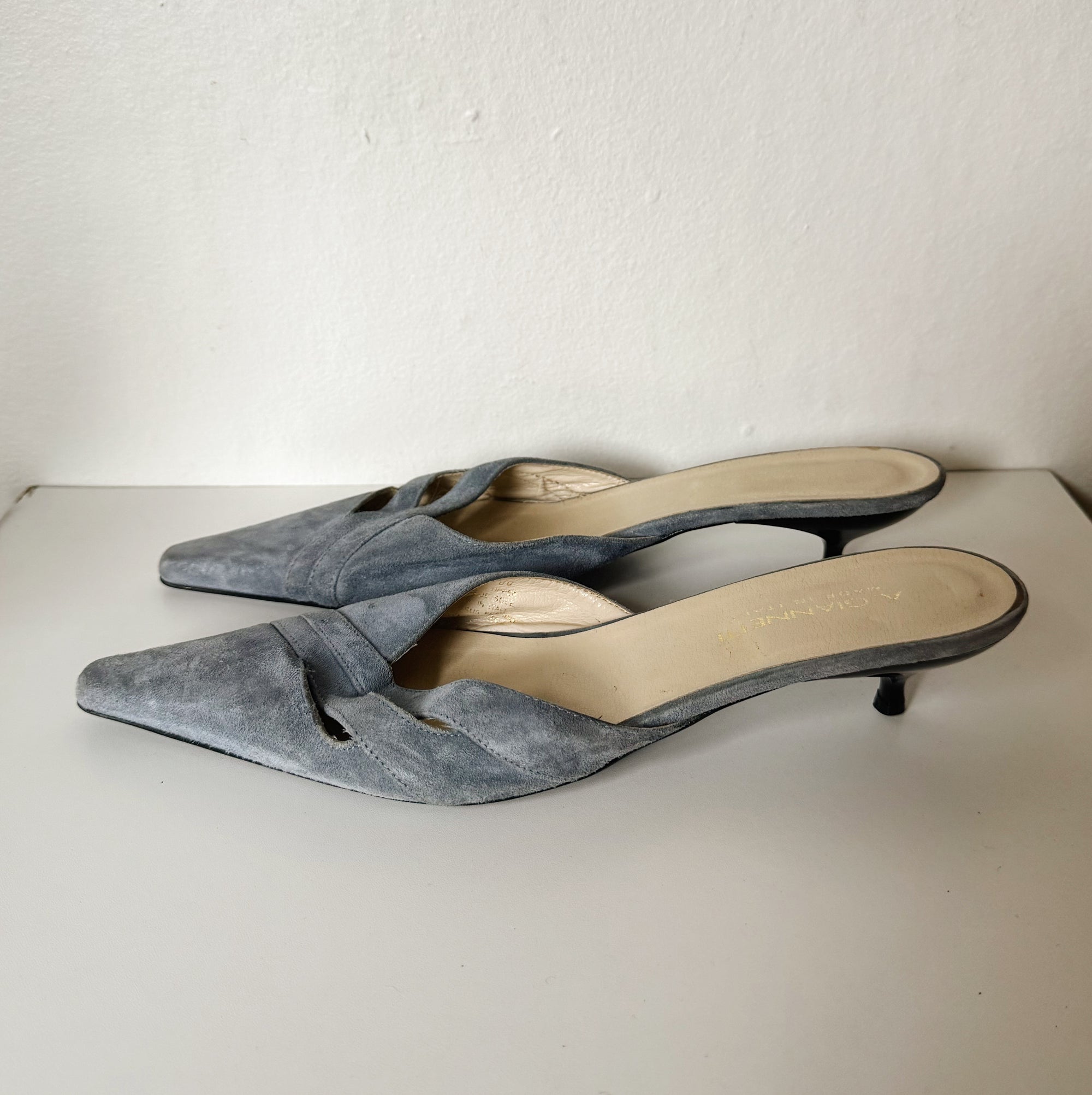 Slate Blue Suede Pointed Mule | Size 41 - Hey Jude