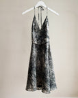 Gray Leopard Silk Halter Dress