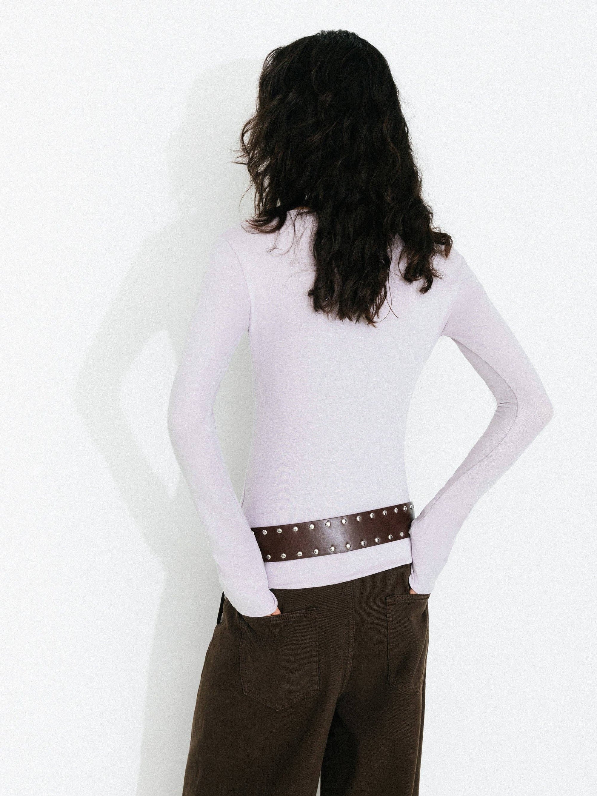 Cubic | V-Neck Slim-Fit Knit Top in Lilac