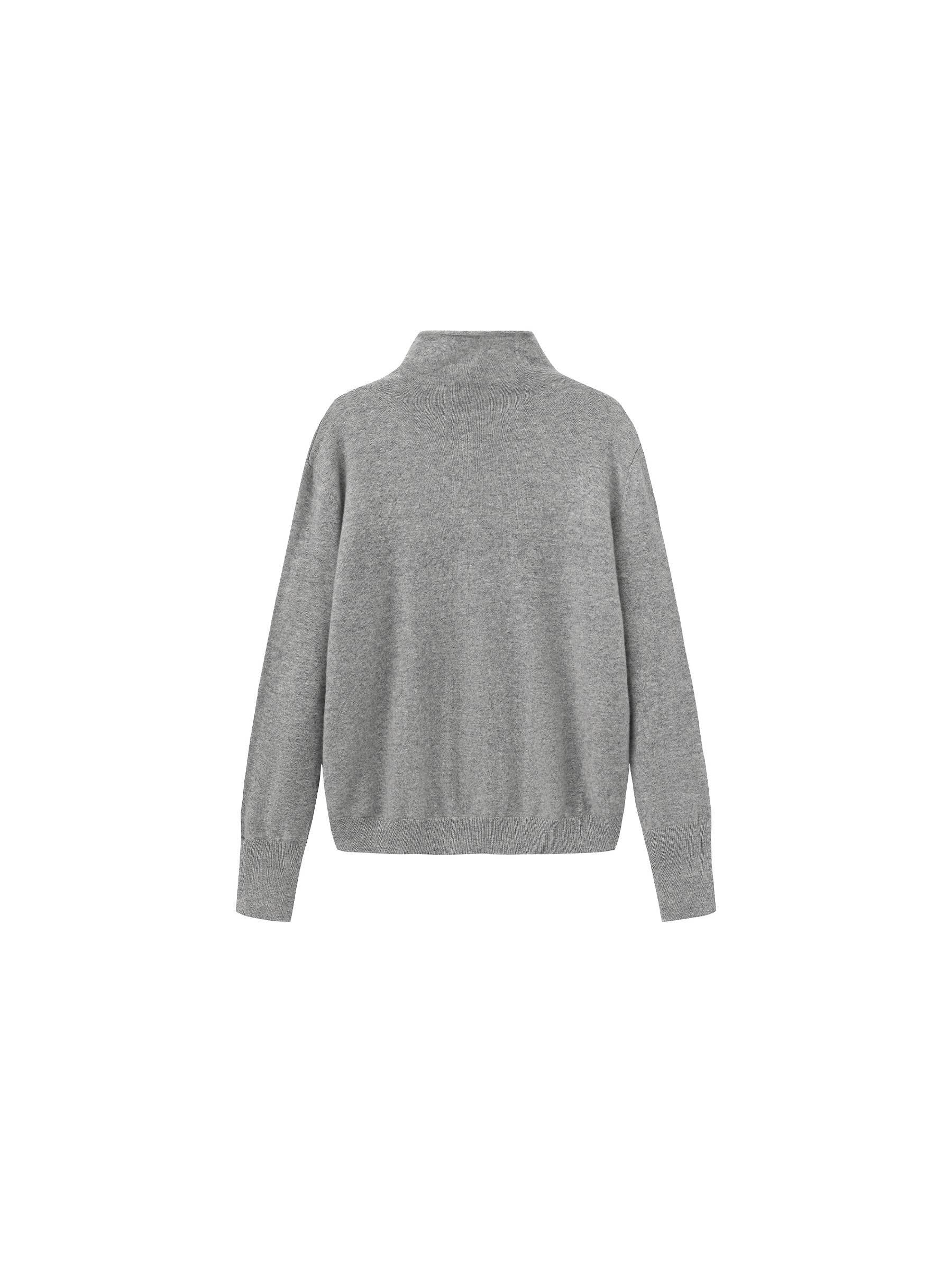 Cubic | Wool Funnel Neck Knit Cardigan in Gray