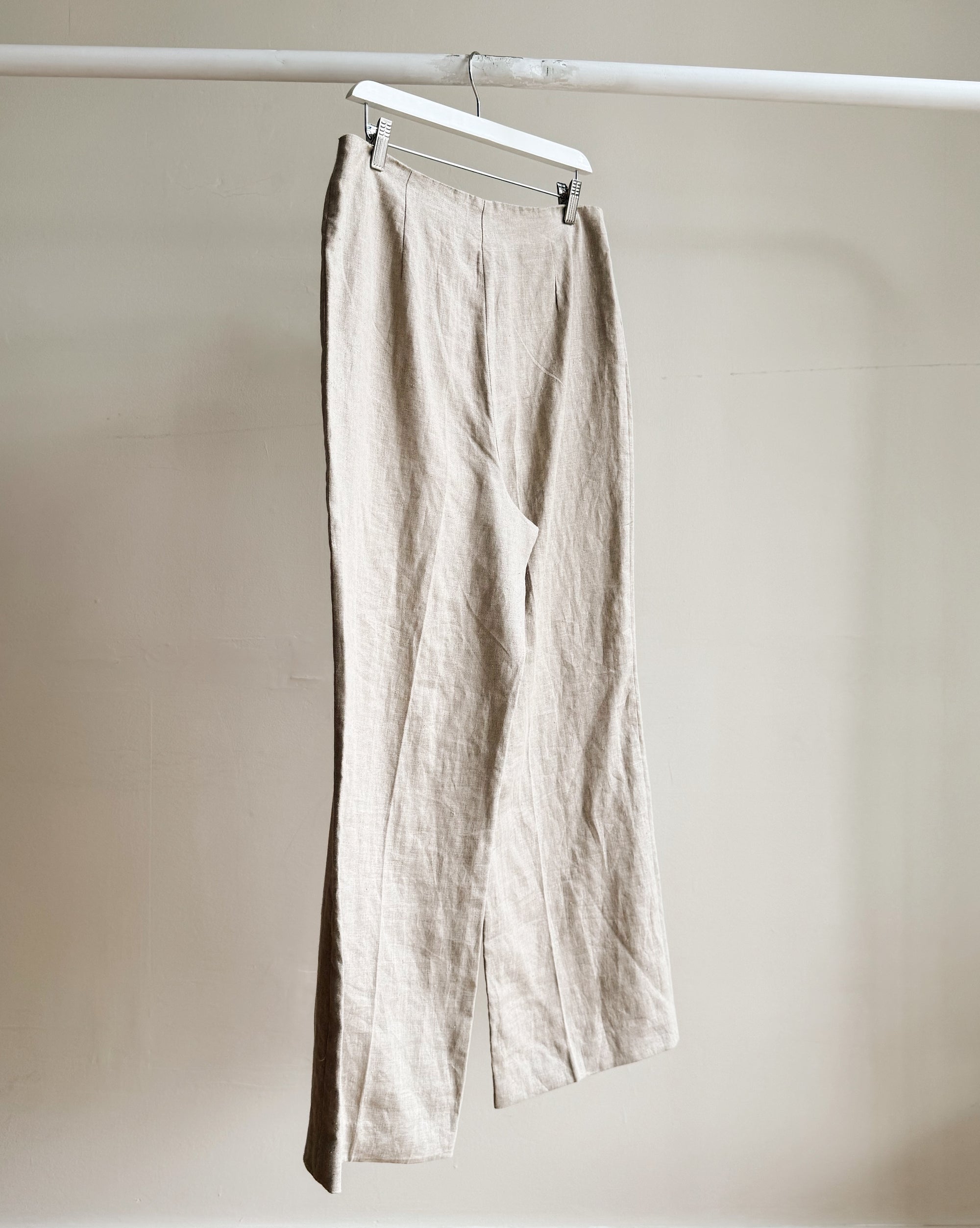 Natural Linen Straight Leg Trousers