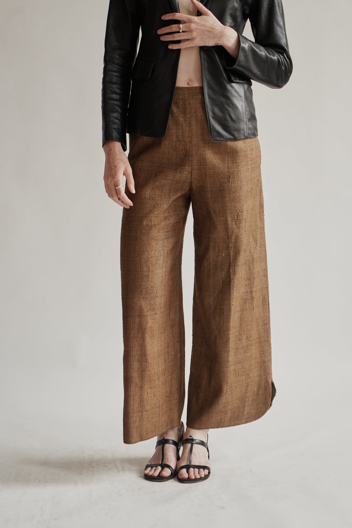 Bronze Raw Silk Textured Trouser