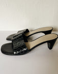 Black Croc Embossed Slide Heels | Size 8 - Hey Jude