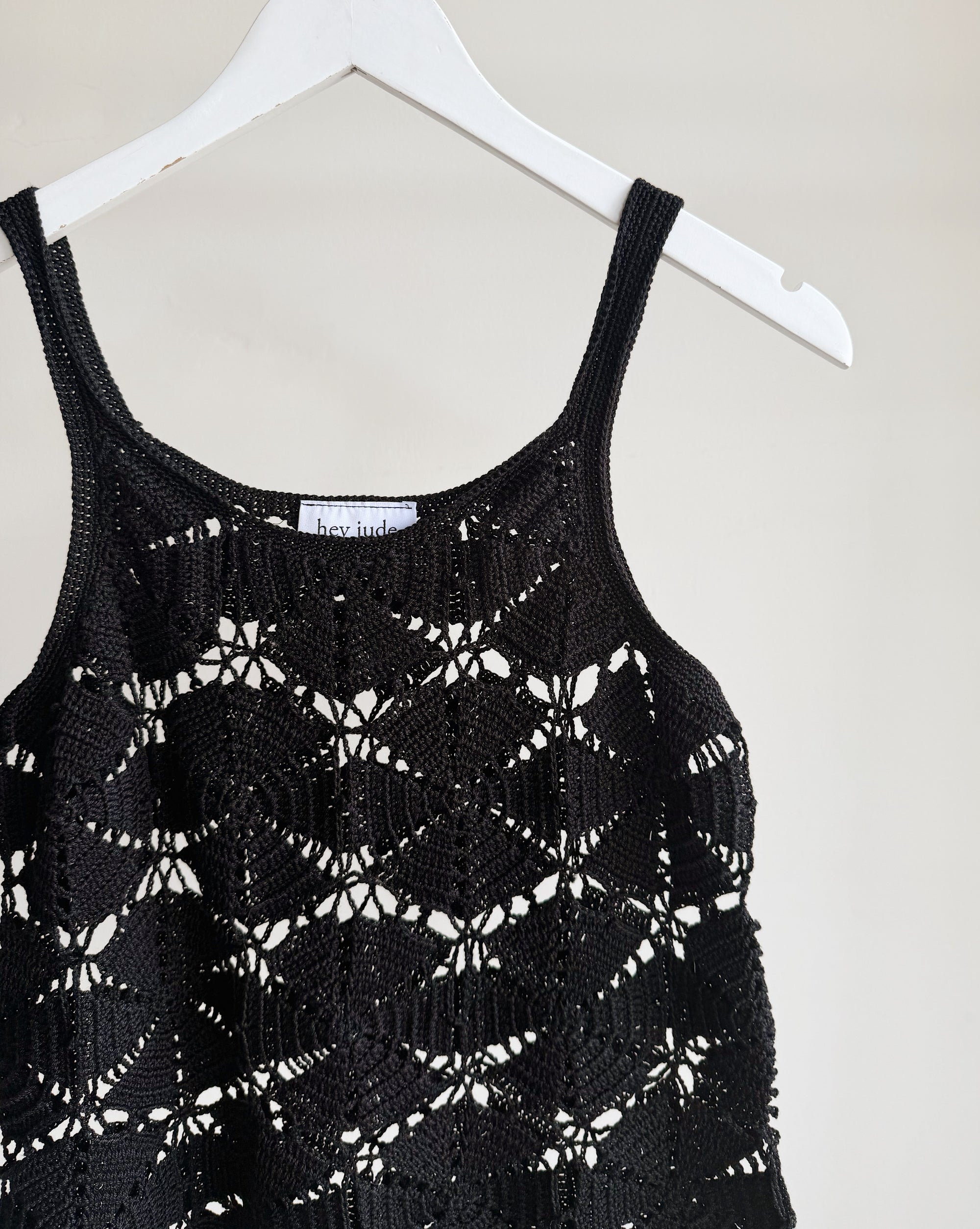 Black Cotton Crochet Top