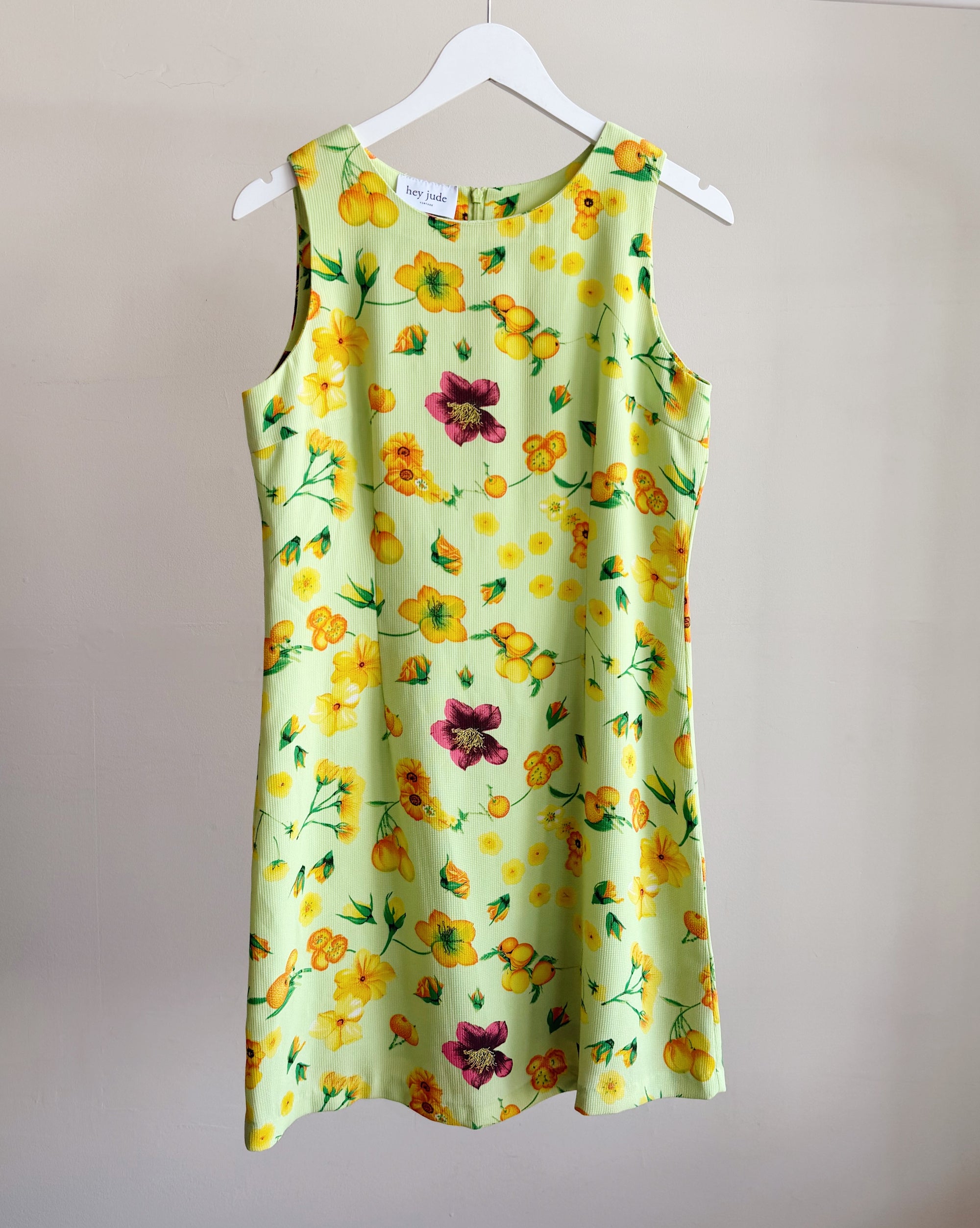 Lime Flowers + Fruit Summer Shift Dress