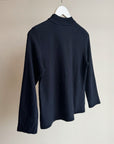 Navy Silk Knit Mockneck Sweater