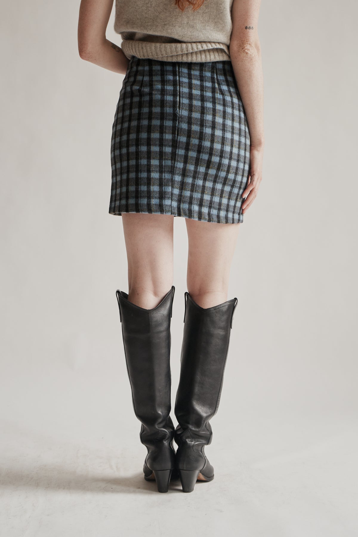 Lake Plaid Wool Mini Skirt