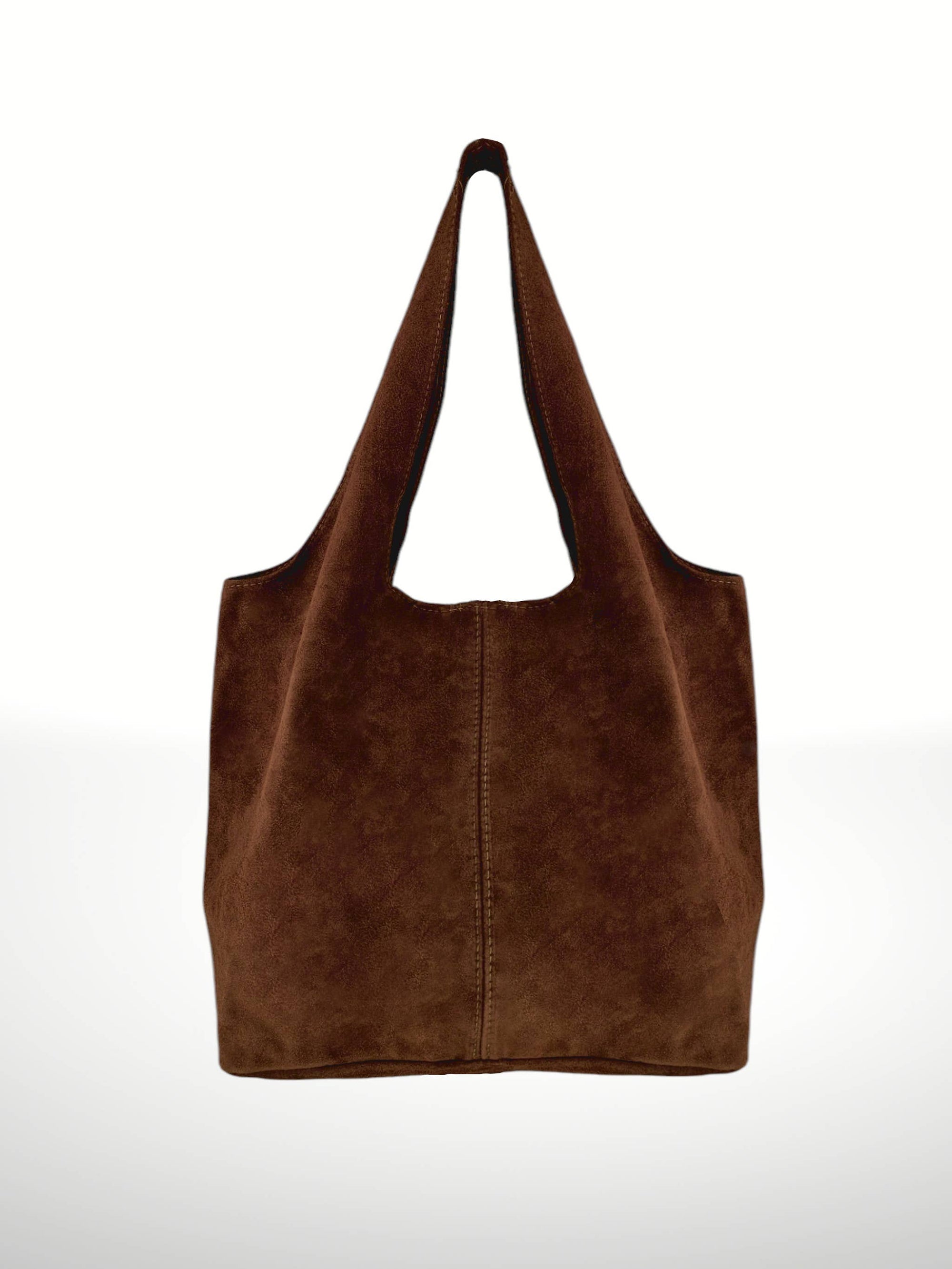 Suede Leather Shoulder Bag in Cinnamon