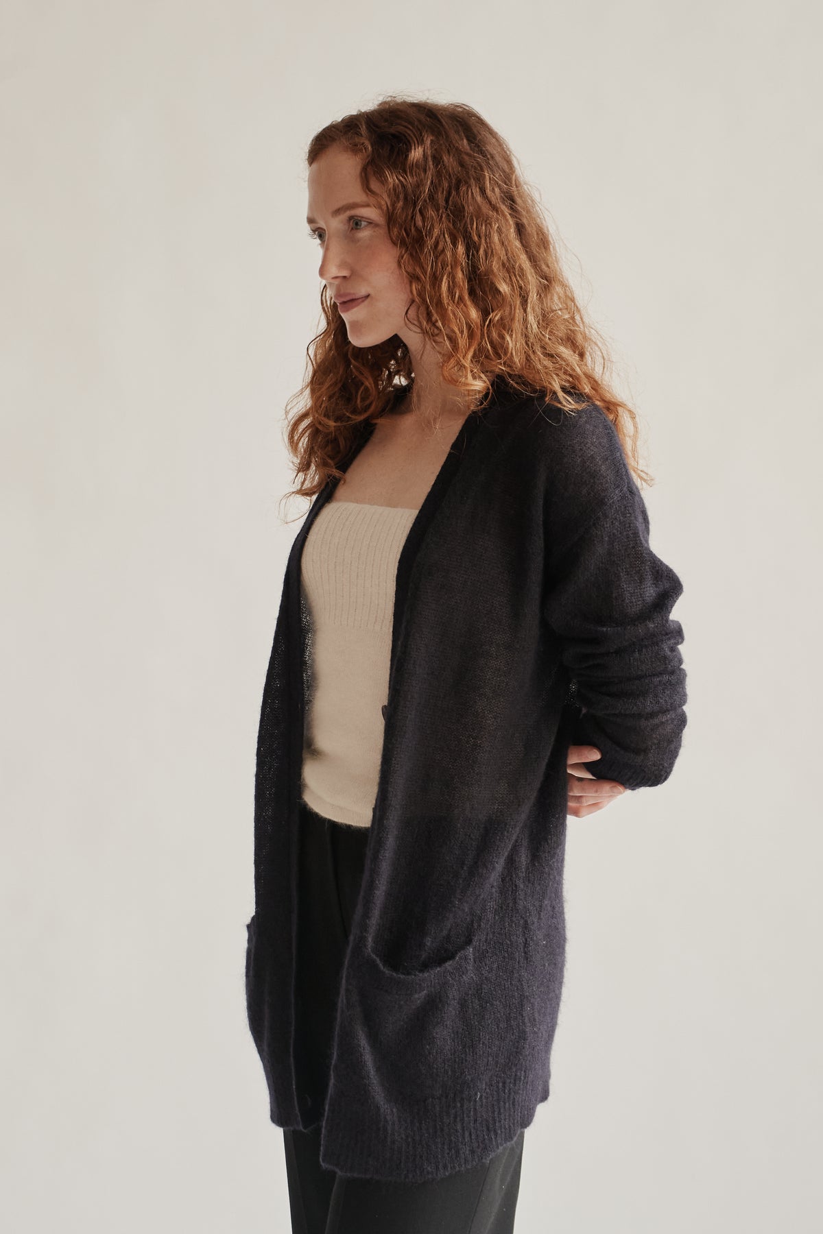 Navy Mohair Slouchy Cardigan