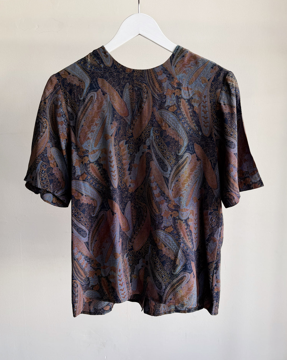 Navy Paisley Silk Tee