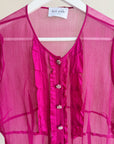 Berry Y2K Sheer Silk Ruffle Blouse