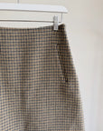 Beige Houndstooth Wool Short Skirt