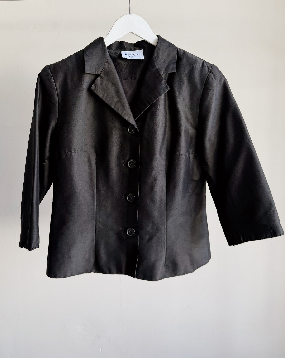 Black 3/4 Sleeve Silk Jacket