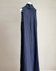 Navy Linen Cowl Neck Maxi Dress