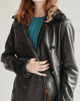 Black Lamb Leather with Fur Trench Coat - Hey Jude
