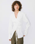 Cubic | Criss-Crossed Cotton Layered Blouse in White