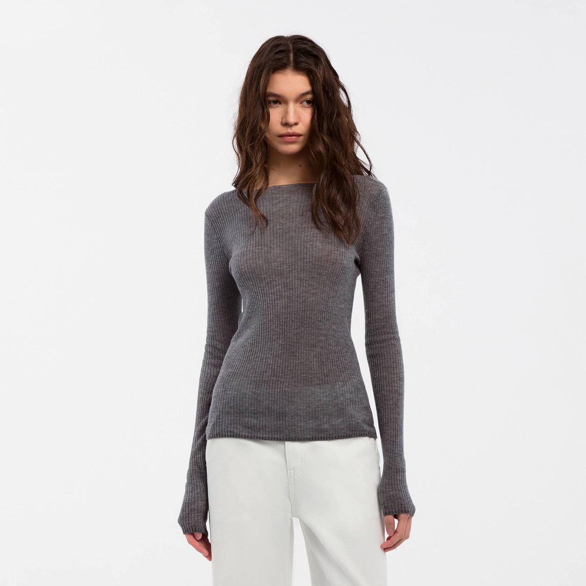 Cubic | Wool Knit Top in Gray